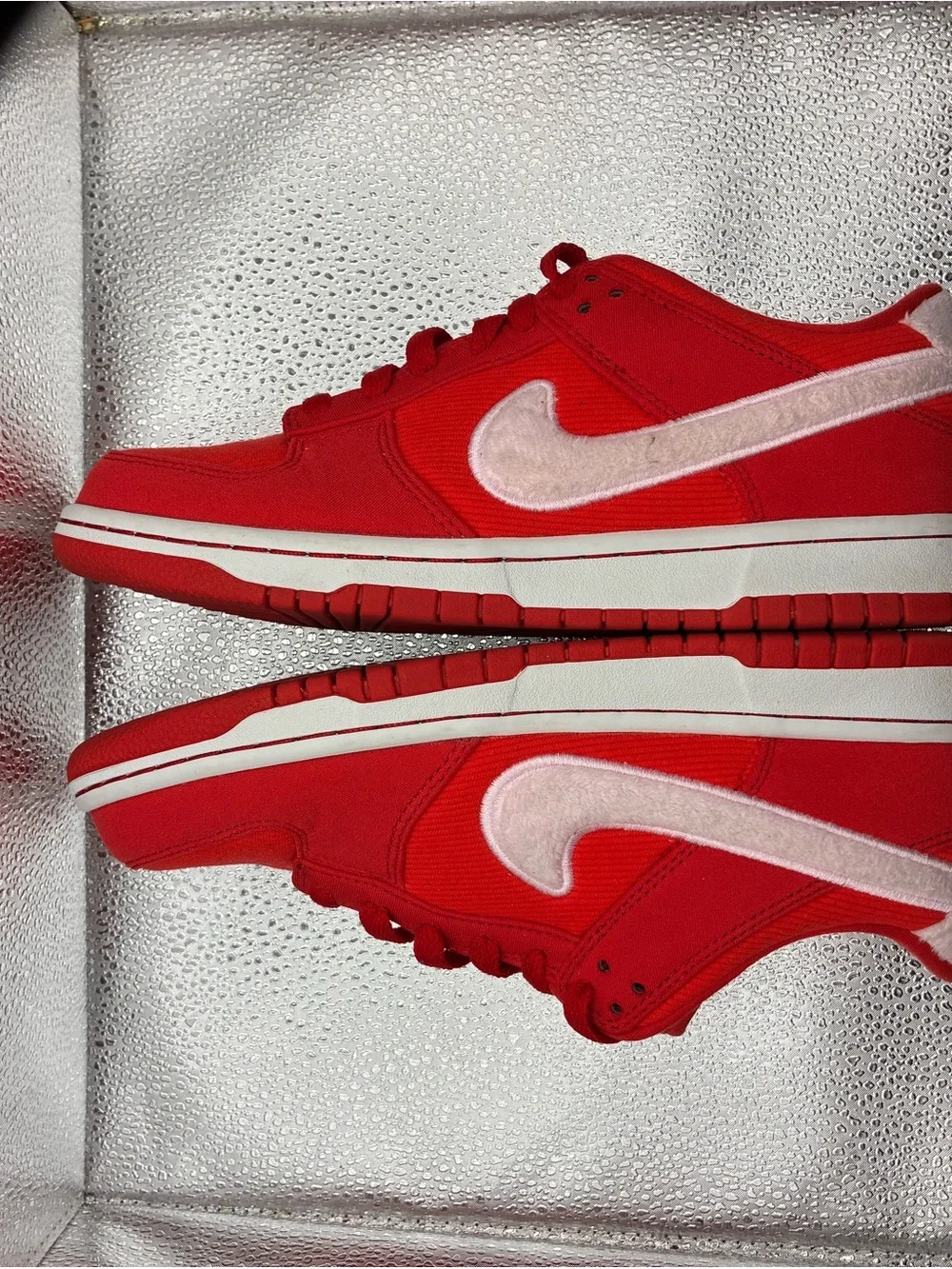 Nike Red and White Dunk Low Valentines Day